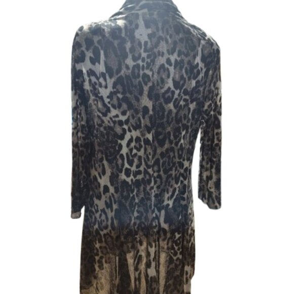 Ali Miles Flowing Leopard Print Cardigan Women's Size Small Open Front Long - Picture 6 of 12